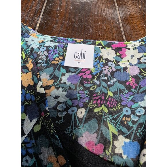 CAbi Dress Women Medium Fiesta Green Multicolor Floral Blouson Midi Smocked - Picture 5 of 7